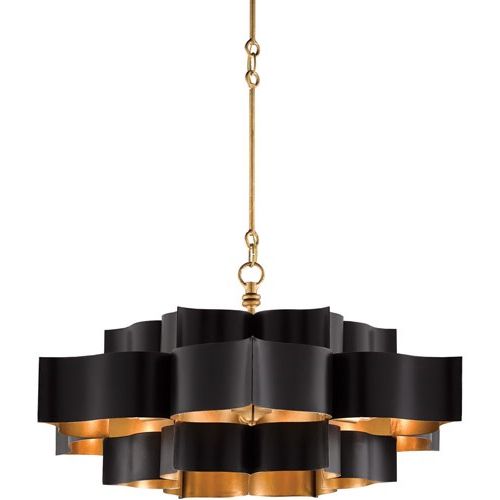 2019 Satin Black 42 Inch Six Light Chandeliers Throughout Currey & Company 9000 0429 Grand Lotus 6 Light 30 Inch (View 19 of 20)