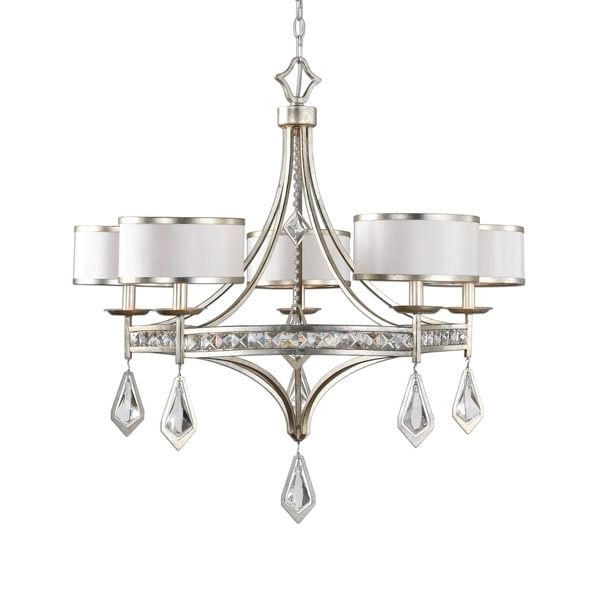2020 Burnished Silver 25 Inch Four Light Chandeliers With Regard To Shop Uttermost Tamworth Burnished Silver Champagne 5 Light (View 16 of 20)