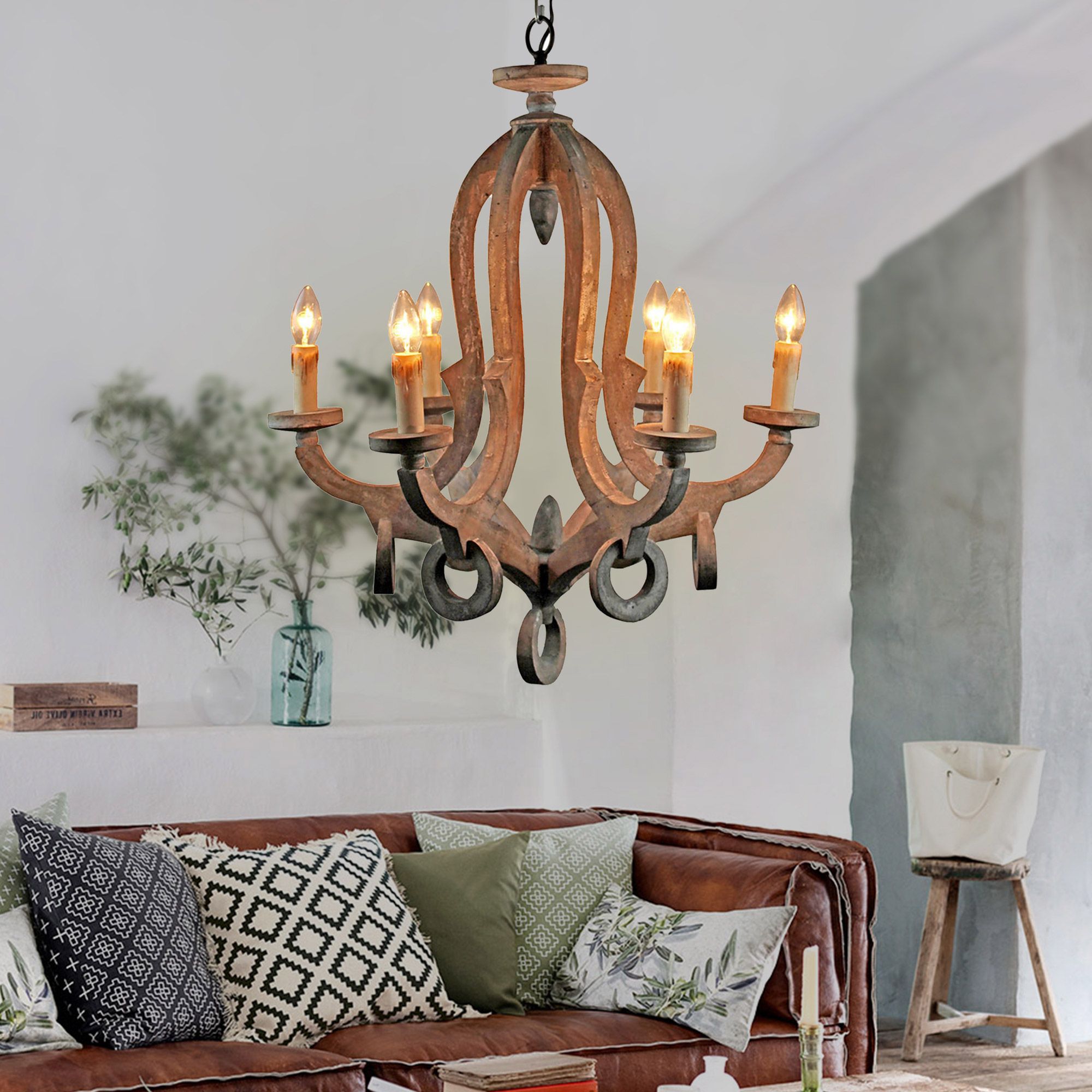 2020 Six Light Chandeliers With Farmhouse 6 Light Wooden Chandelier · Parrot Uncle (View 17 of 20)