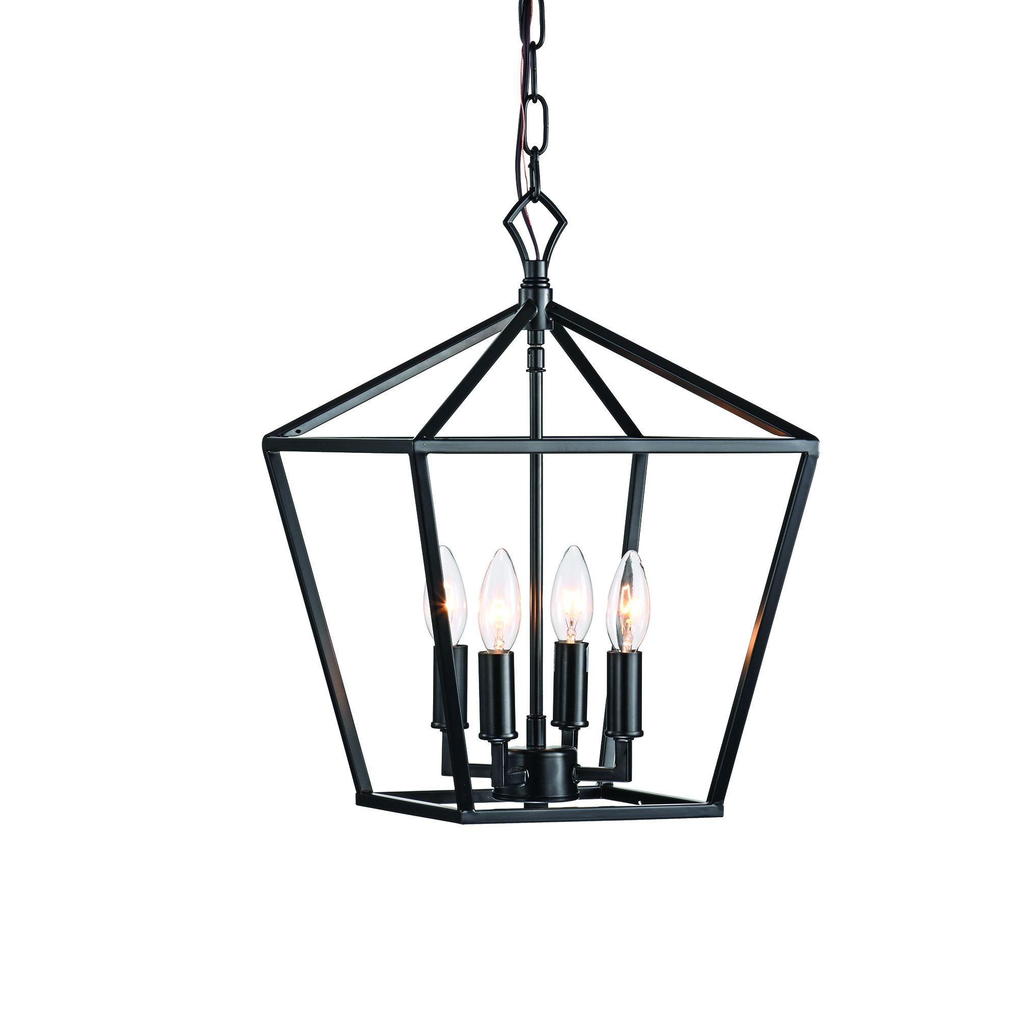 4 Light Matte Black Lantern Pendant Chandelier 12 In With With Best And Newest Matte Black Three Light Chandeliers (View 14 of 20)