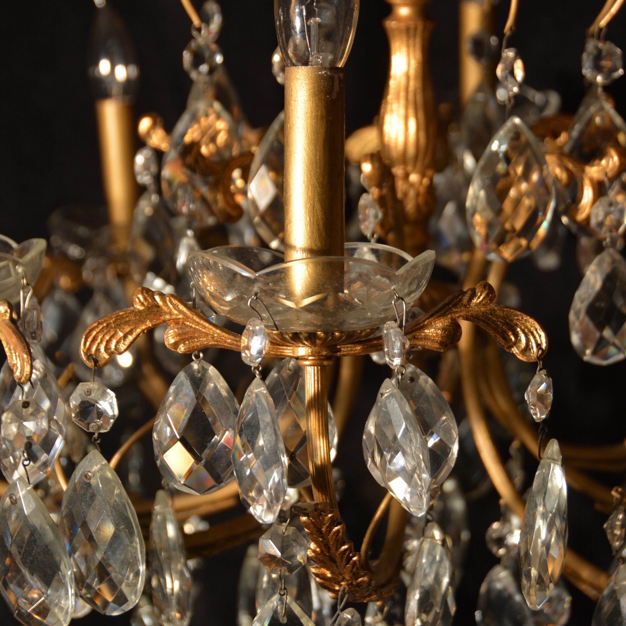 8 Light French Gold Bronze Crystal Chandelier For Sale With Regard To Trendy Antique Gild Two Light Chandeliers (View 8 of 20)