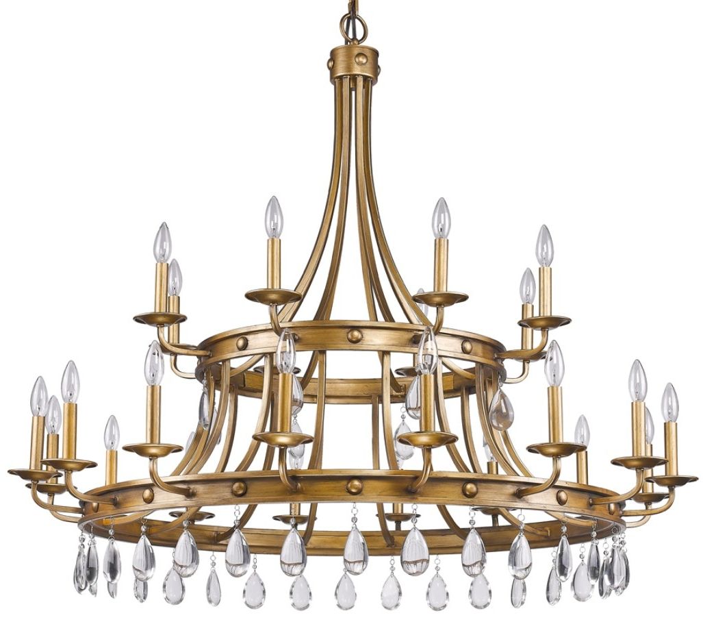 Antique Gild One Light Chandeliers Pertaining To Well Known Krista Antique Gold & Crystal Chandelier 48"wx42"h (View 12 of 20)