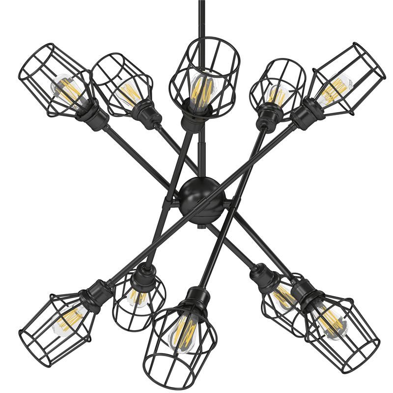 Axel 10 Light Chandelier In Matte Black With Matte Black For Well Liked Matte Black Nine Light Chandeliers (View 14 of 20)