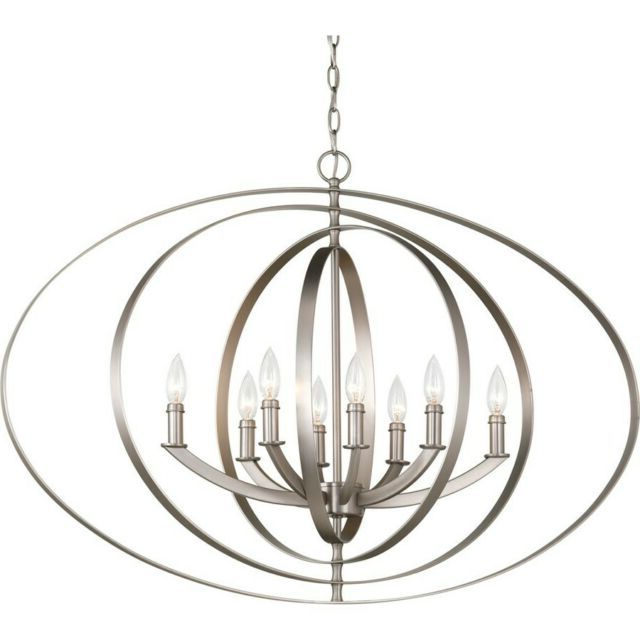 Burnished Silver 25 Inch Four Light Chandeliers Throughout 2019 Progress Lighting 150" 8 Lt. Oval Pendant (View 6 of 20)