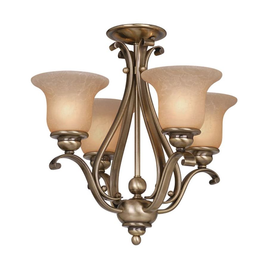 Cascadia Lighting Monrovia 4 Light Antique Brass Pertaining To Best And Newest Brass Four Light Chandeliers (View 3 of 21)