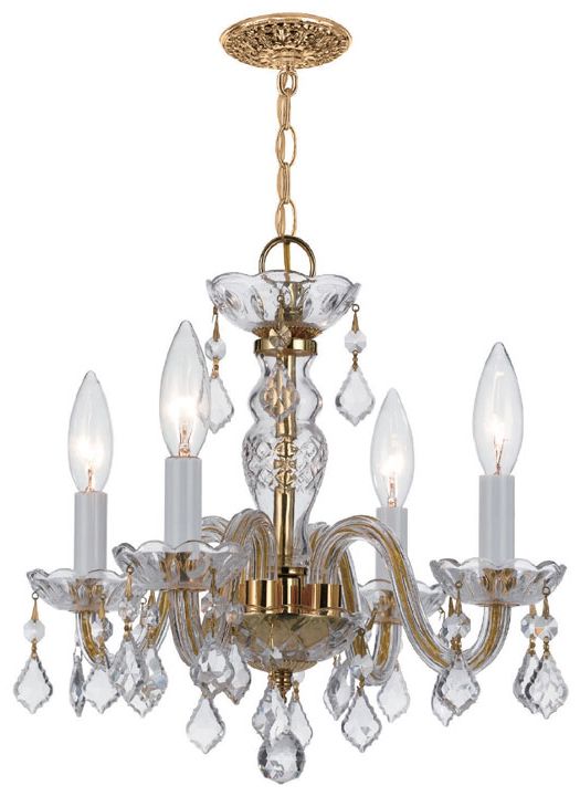 Crystorama 1064pbclmwp Traditional Crystal 4 Light Antique In Well Liked Brass Four Light Chandeliers (View 1 of 21)