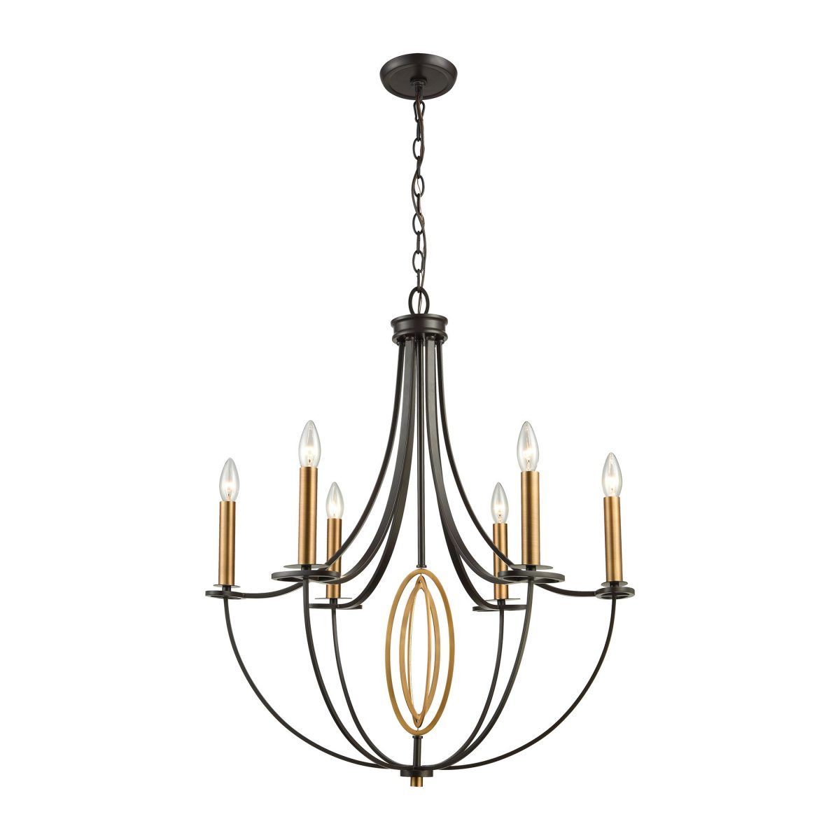 Current Elk Lighting Dione 6 Light Chandelier In Oil Rubbed Bronze Throughout Oil Rubbed Bronze And Antique Brass Four Light Chandeliers (View 16 of 20)