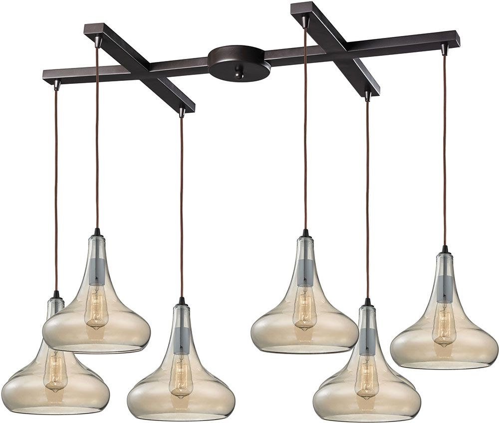 Elk 10432 6 Orbital Modern Oil Rubbed Bronze Multi Drop With Regard To Best And Newest Multicolor 15 Inch Six Light Chandeliers (View 13 of 20)