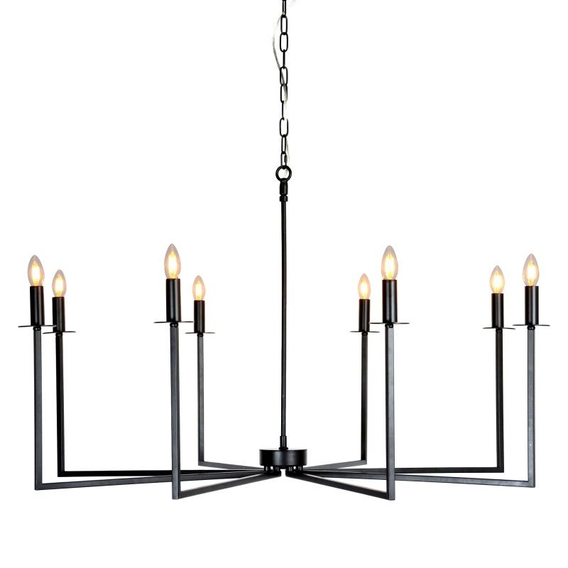 Famous Cohen Iron Chandelier, 8 Arm, Black For Black Iron Eight Light Minimalist Chandeliers (View 10 of 20)