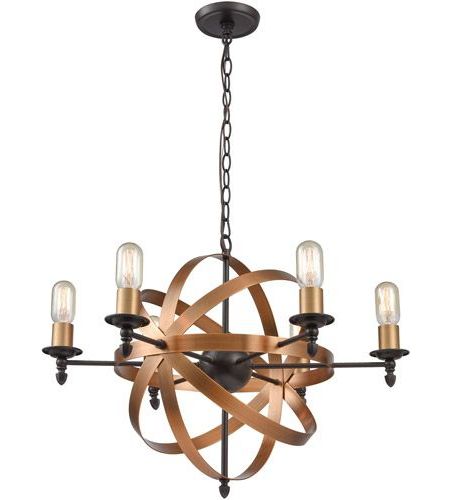 Famous Elk 21136/6 Kingston 6 Light 27 Inch Oil Rubbed Bronze With Regard To Oil Rubbed Bronze And Antique Brass Four Light Chandeliers (View 18 of 20)