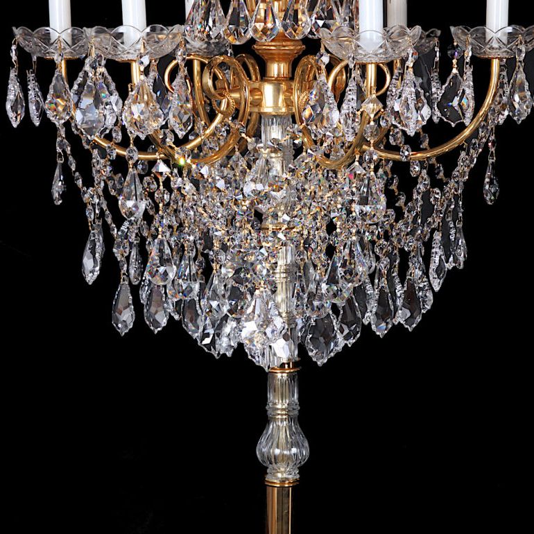 Famous Vintage Gold Crystal Floor Chandelier / Candelabra C Bm In Antique Gild One Light Chandeliers (View 6 of 20)