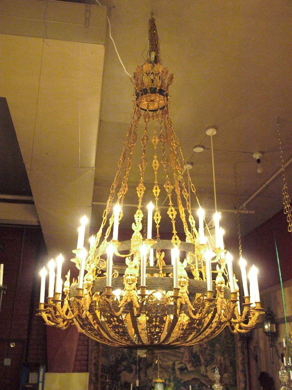 Fashionable Antique Gild One Light Chandeliers Pertaining To Antique Bronze Gold And Patinated Empire Chandelier At 1stdibs (View 8 of 20)