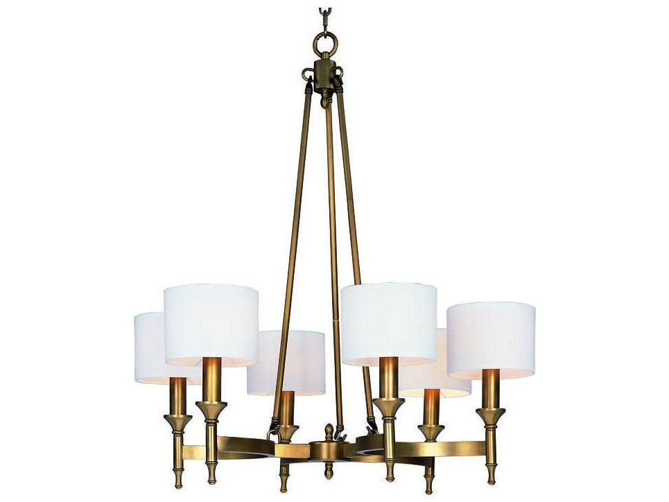 Fashionable Natural Brass 19 Inch Eight Light Chandeliers Intended For Maxim Lighting Fairmont Natural Aged Brass Six Light  (View 20 of 20)