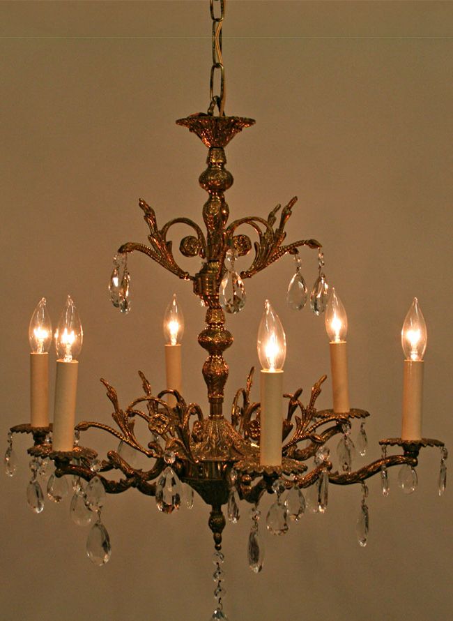 Fashionable Natural Brass Six Light Chandeliers With Six Light European Ornate Brass Chandelier W/ Crystal, C  (View 20 of 20)
