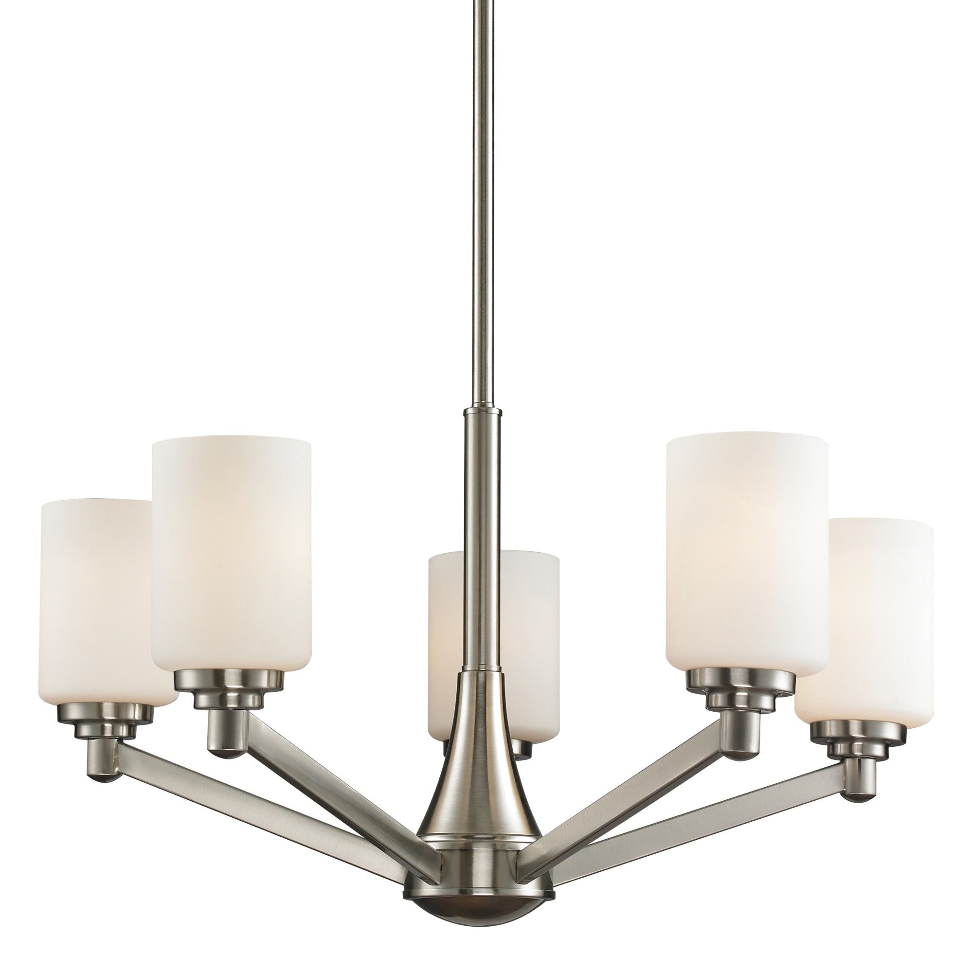 Fashionable Satin Nickel Five Light Single Tier Chandeliers Intended For Z Lite 410 5 Nickel Montego 5 Light 1 Tier Chandelier With (View 18 of 20)