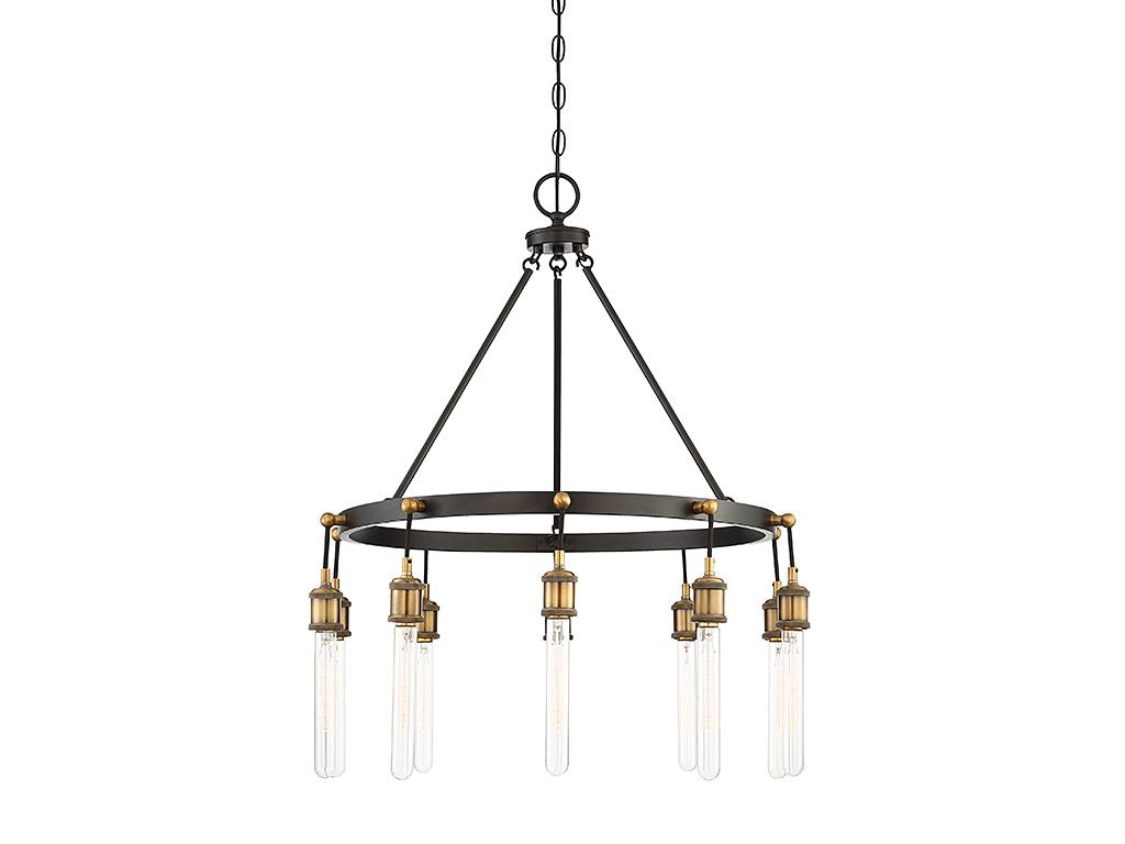 Favorite Savoy House 1 2904 10 Brass/black Campbell 10 Light 28"w In Black And Brass 10 Light Chandeliers (View 12 of 20)