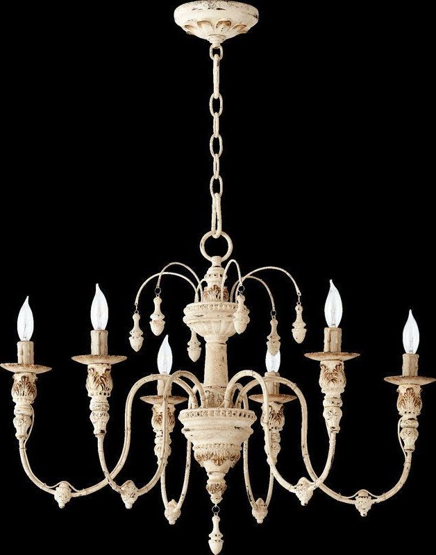 French Washed Oak And Distressed White Wood Six Light Chandeliers With 2019 New Horchow French Restoration Vintage Hardware Antique (View 6 of 20)