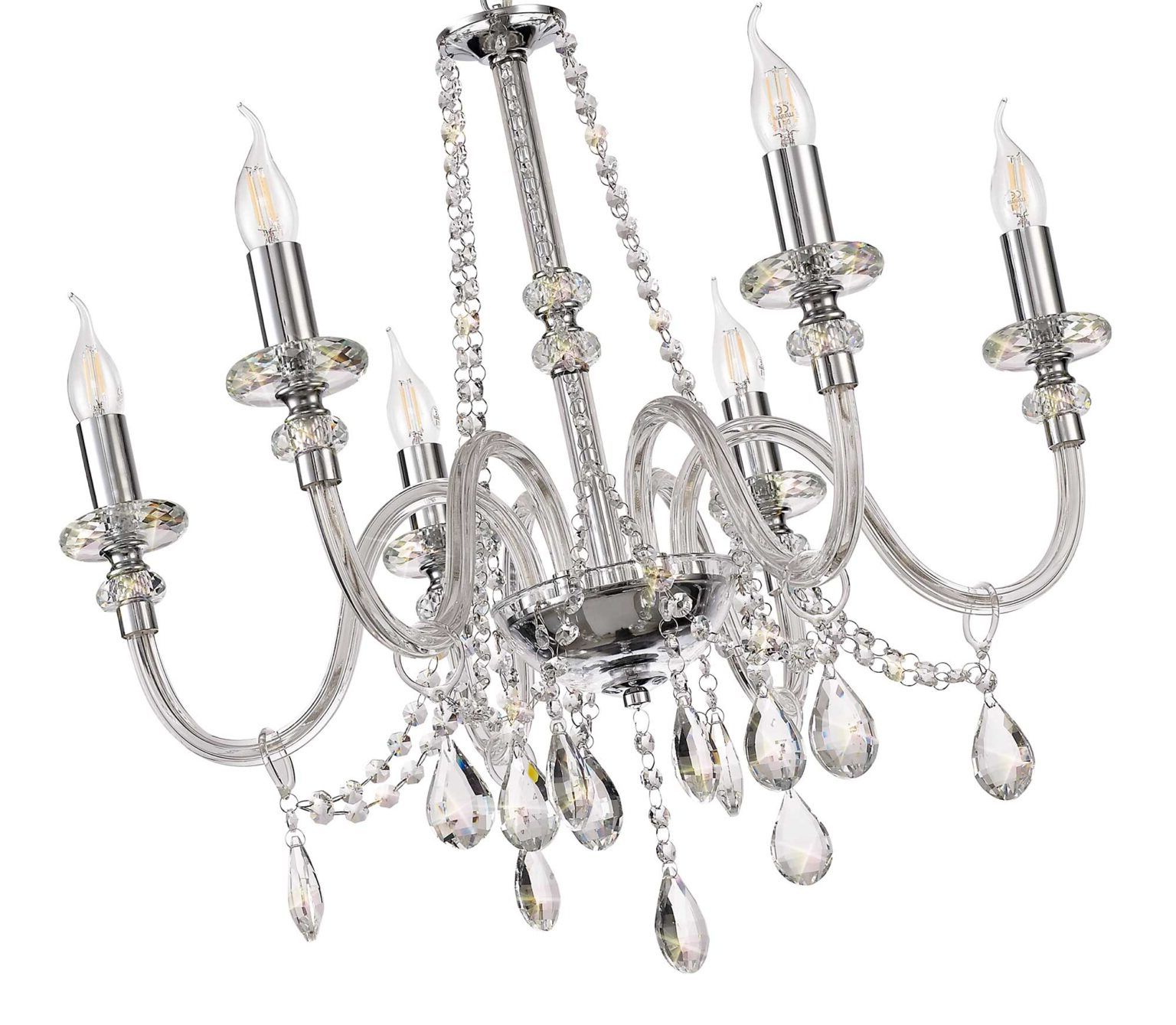 Gastro Chandelier Pendant, 6 Light E14, Polished Chrome Within Current Polished Chrome Three Light Chandeliers With Clear Crystal (View 20 of 20)
