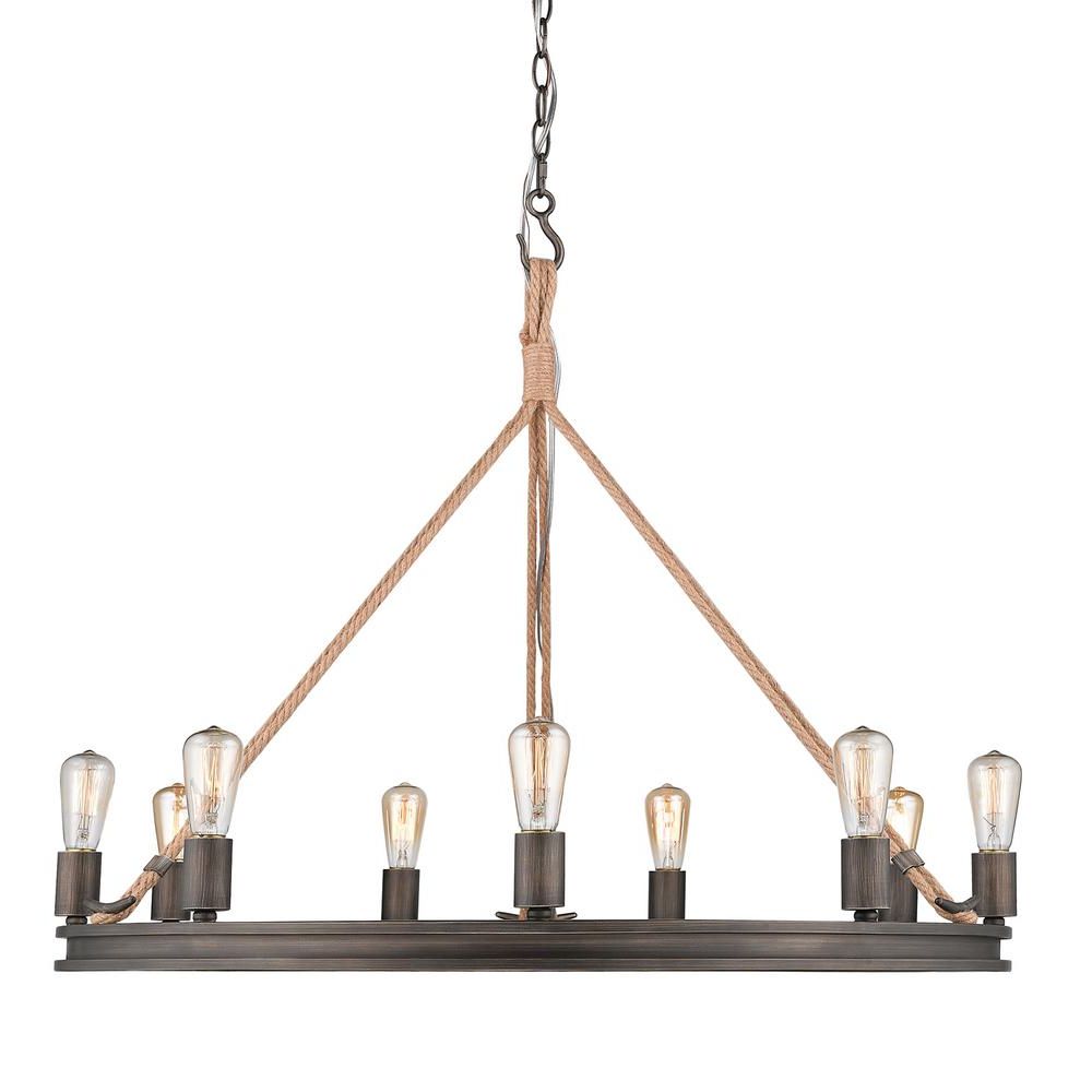 Golden Lighting Chatham 9 Light Gunmetal Bronze Chandelier Pertaining To Well Known Weathered Oak And Bronze 38 Inch Eight Light Adjustable Chandeliers (View 9 of 20)