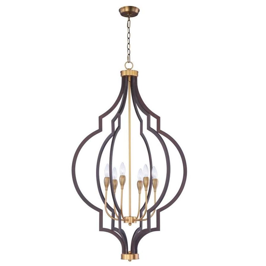 Latest Oil Rubbed Bronze And Antique Brass Four Light Chandeliers Throughout Maxim Lighting Crest 6 Light Oil Rubbed Bronze And Antique (View 8 of 20)