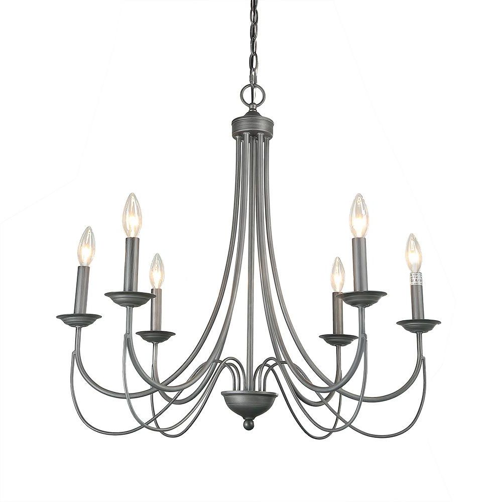 Lnc 6 Light Antique Silver Indoor Chandelier A03329 – The With Regard To Fashionable Four Light Antique Silver Chandeliers (View 3 of 20)