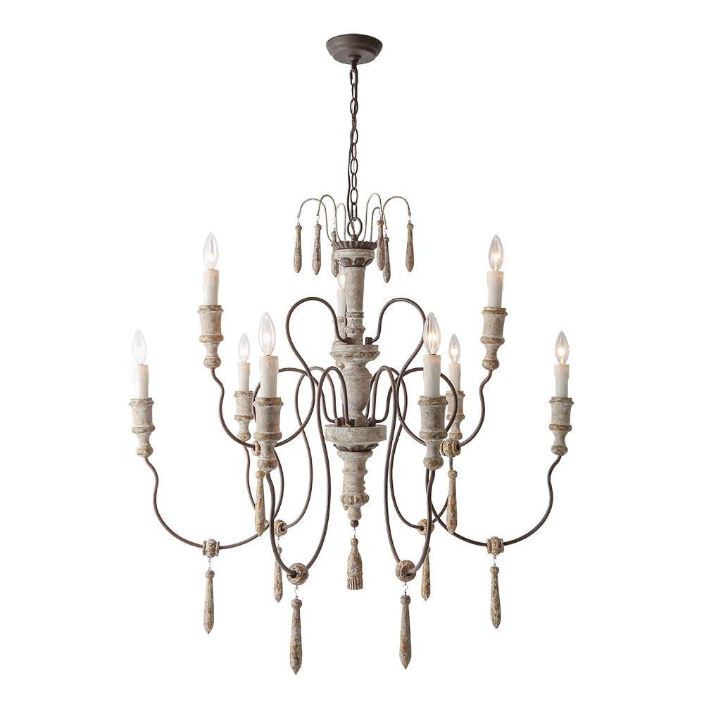Lnc 9 Light Persian White Wood French Country Chandelier Within 2020 French White 27 Inch Six Light Chandeliers (View 19 of 20)