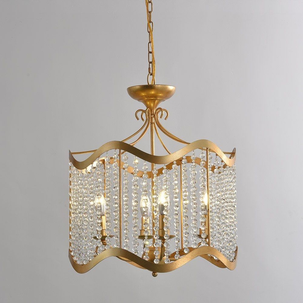 Luxury Glew Vintage Retro 4 Light Beaded Chandelier Gold In Well Liked White And Weathered White Bead Three Light Chandeliers (View 2 of 20)