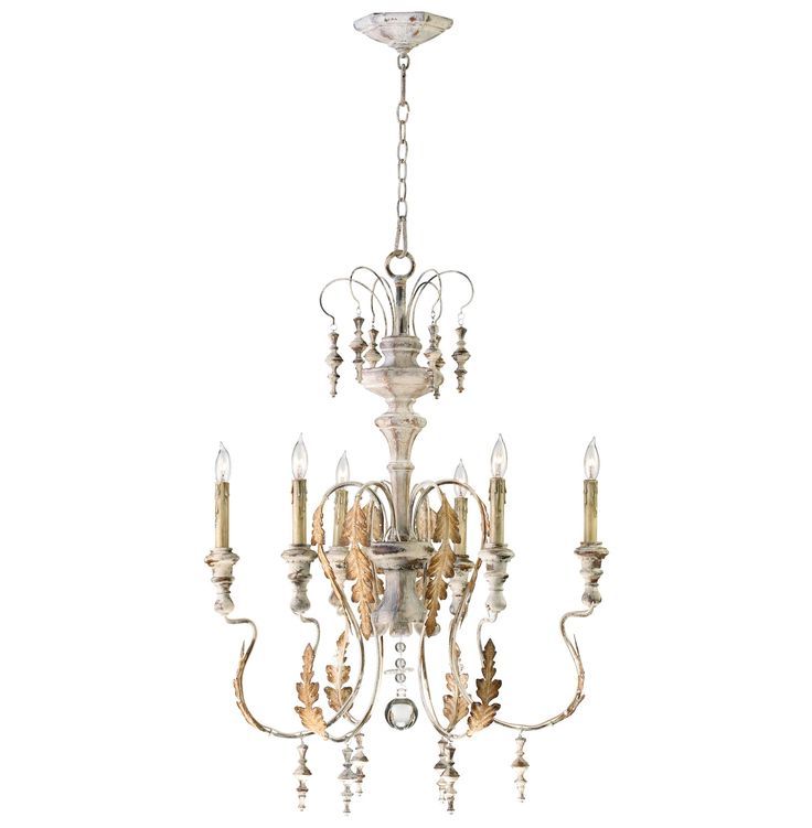 Marion French Country White Washed 6 Light Chandelier With Regard To Most Current French White 27 Inch Six Light Chandeliers (View 18 of 20)