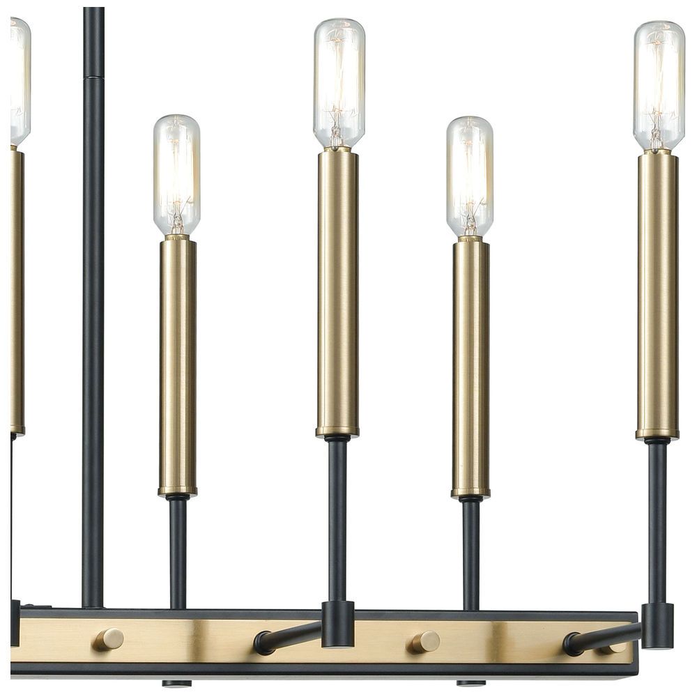 Most Current 15278/10 Elk Lighting Livingston 10 Light Linear For Black And Brass 10 Light Chandeliers (View 2 of 20)