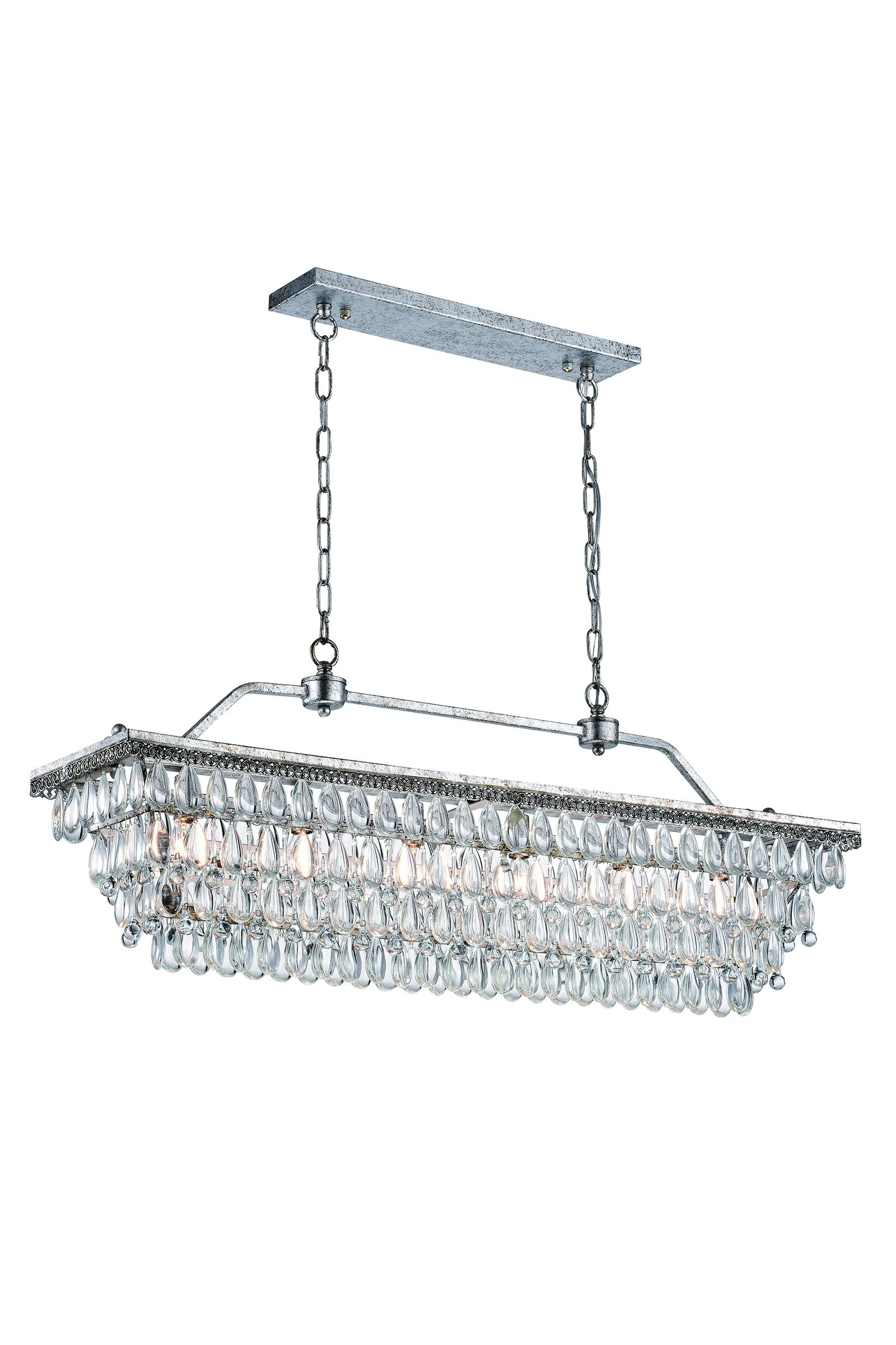 Most Current 6 Light Antique Silver Rectangular Crystal Chandelier Inside Four Light Antique Silver Chandeliers (View 16 of 20)