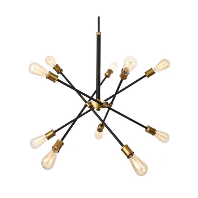 Most Current Black And Brass 10 Light Chandeliers Regarding Elegant Lighting Axel Black And Brass 10 Light Chandelier (View 1 of 20)