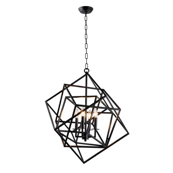 Most Current Matte Black Three Light Chandeliers For Unbranded Candle Style 4 Light Matte Black Chandelier (View 18 of 20)