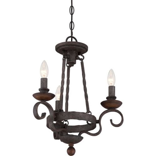 Most Current Quoizel Noble Rustic Black Three Light Chandelier Inside Rustic Black 28 Inch Four Light Chandeliers (View 2 of 20)