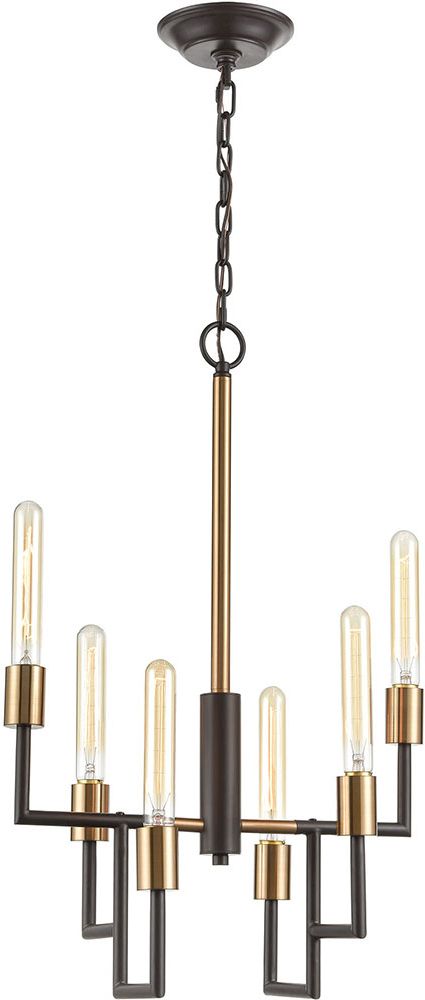 Most Current Satin Brass 27 Inch Five Light Chandeliers Within Elk 12205 6 Congruency Contemporary Oil Rubbed Bronze (View 18 of 20)