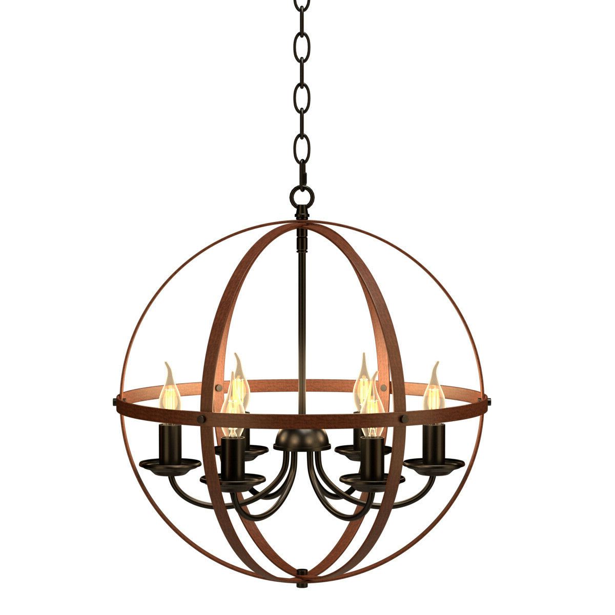 Most Current Six Light Chandeliers In Gymax 6 Light Orb Chandelier Rustic Vintage Ceiling Lamp W (View 3 of 20)