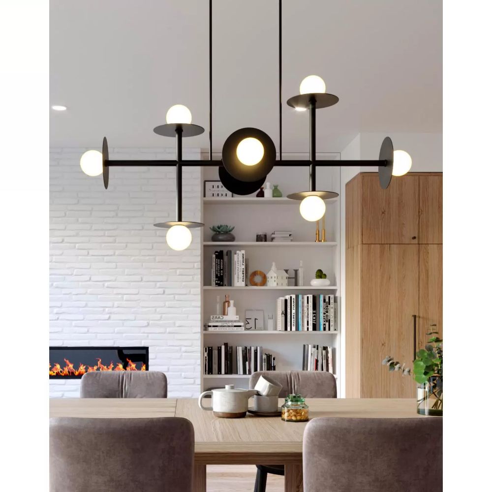 Most Popular Kellykelly Wearstler Nodes 53 Inch 8 Light Linear Within Midnight Black Five Light Linear Chandeliers (View 11 of 20)
