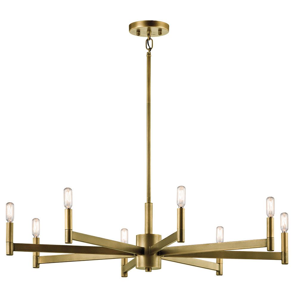 Most Up To Date Kichler 43857nbr Erzo Modern Natural Brass Lighting In Natural Brass 19 Inch Eight Light Chandeliers (View 3 of 20)