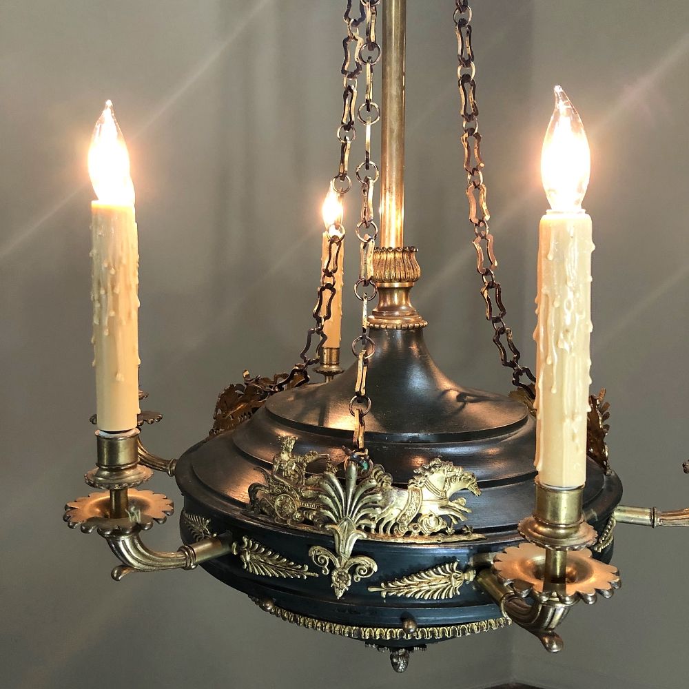 Most Up To Date Old Bronze Five Light Chandeliers In Antique French Empire Bronze & Brass Chandelier (View 3 of 20)