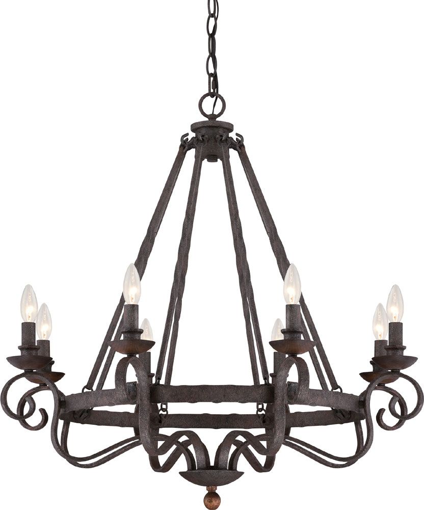 Most Up To Date Quoizel Nbe5008rk Noble Traditional Rustic Black In Rustic Black 28 Inch Four Light Chandeliers (View 8 of 20)