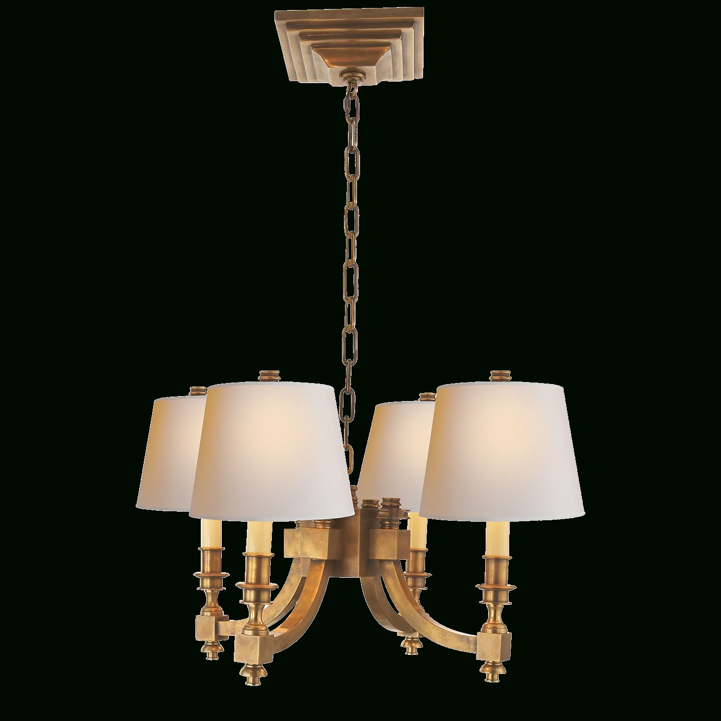 Natural Brass Six Light Chandeliers Intended For Favorite Hand Rubbed Antique Brass With Natural Paper Shades (View 8 of 20)