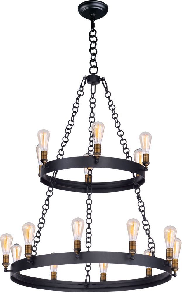 Natural Brass Six Light Chandeliers With Well Known Maxim 26277bknab Noble Black And Natural Aged Brass (View 13 of 20)