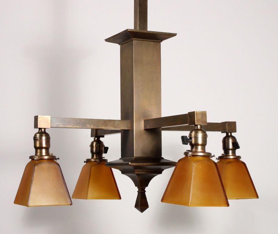 Newest Brass Four Light Chandeliers For Amazing Antique Arts & Crafts Four Light Chandelier In (View 8 of 21)