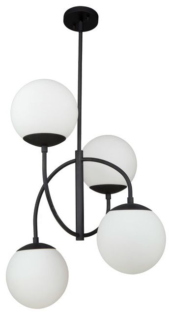 Newest Moonglow 4 Light Chandelier In Matte Black – Contemporary With Regard To Isle Matte Black Four Light Chandeliers (View 8 of 20)