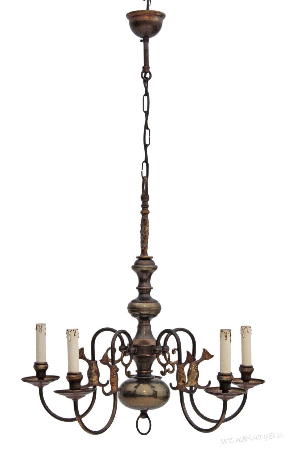 Old Bronze Five Light Chandeliers Throughout Well Known Antiques Atlas – Flemish 5 Lamp Brass Bronze Chandelier (View 6 of 20)