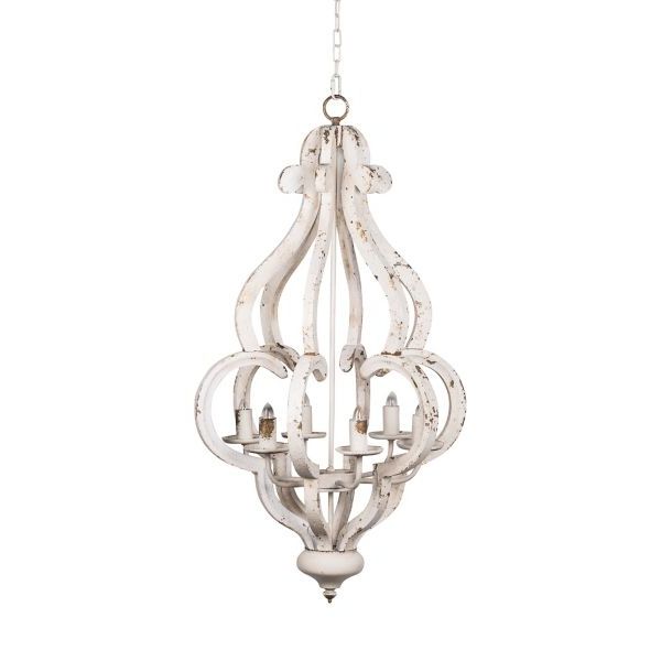 Ornate Whitewashed Chandelier (View 1 of 20)