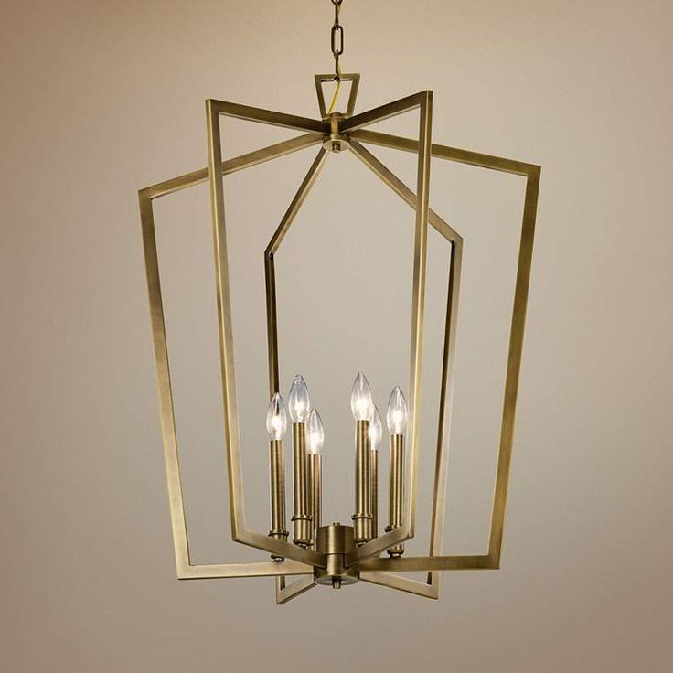 Popular Abbotswell 24 3/4" Wide Natural Brass 6 Light Foyer Pertaining To Brass Four Light Chandeliers (View 20 of 21)