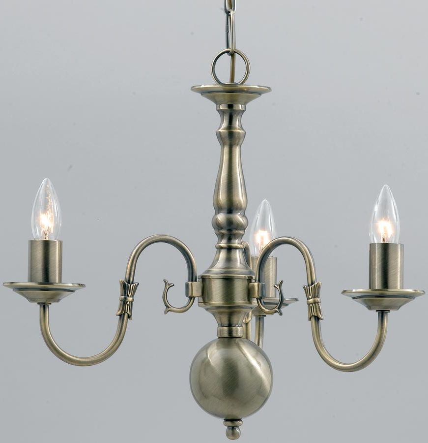 Popular Antique Brass Seven Light Chandeliers With Regard To Flemish Solid Brass 3 Light Chandelier Antique Finish (View 8 of 20)