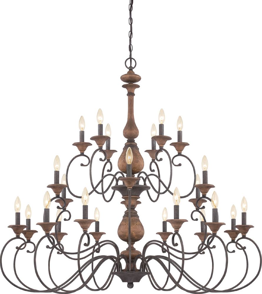 Popular Rustic Black 28 Inch Four Light Chandeliers Within Quoizel Abn5024rk Auburn Traditional Rustic Black Lighting (View 3 of 20)