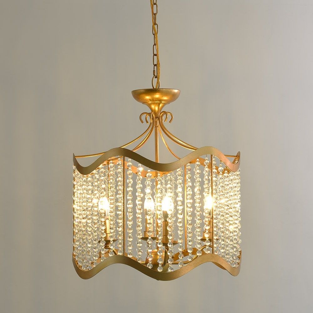 Preferred Antique Gold 13 Inch Four Light Chandeliers Within Luxury Glew Vintage Retro 4 Light Beaded Chandelier Gold (View 4 of 20)