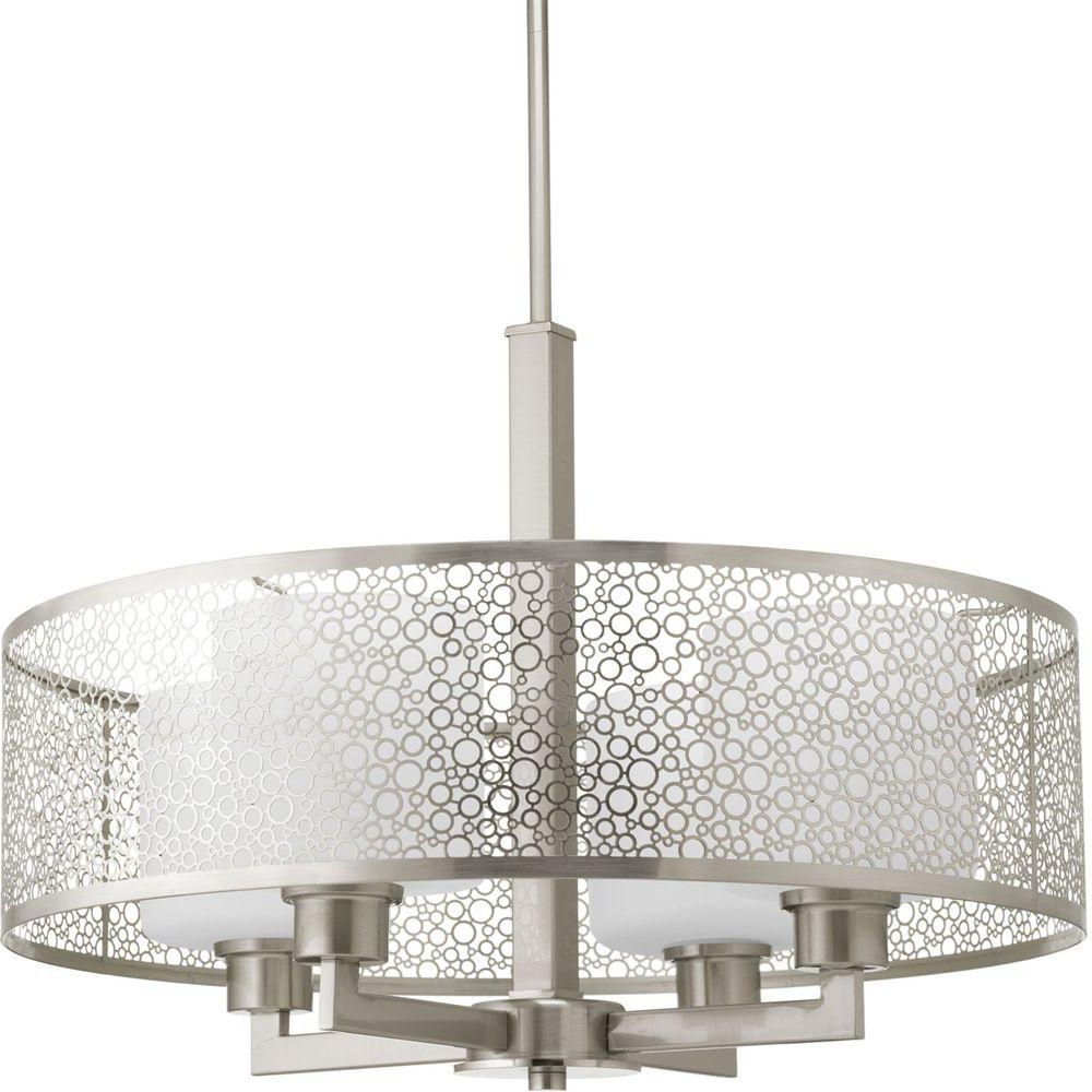 Progress Lighting Mingle Collection 4 Light Brushed Nickel Intended For Trendy Steel 13 Inch Four Light Chandeliers (View 8 of 20)